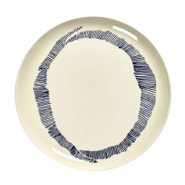 Ottolenghi Feast Plate L Sunny White Swirl Stripes Blue Set Of 2